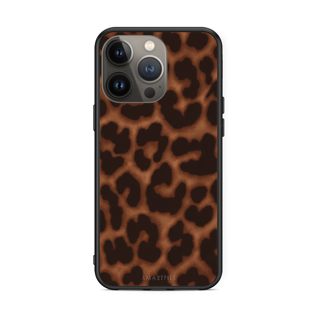 Θήκη iPhone 13 Pro Max Leopard Print Dark Brown από τη Smartfits με σχέδιο στο πίσω μέρος και μαύρο περίβλημα | iPhone 13 Pro Max Leopard Print Dark Brown case with colorful back and black bezels
