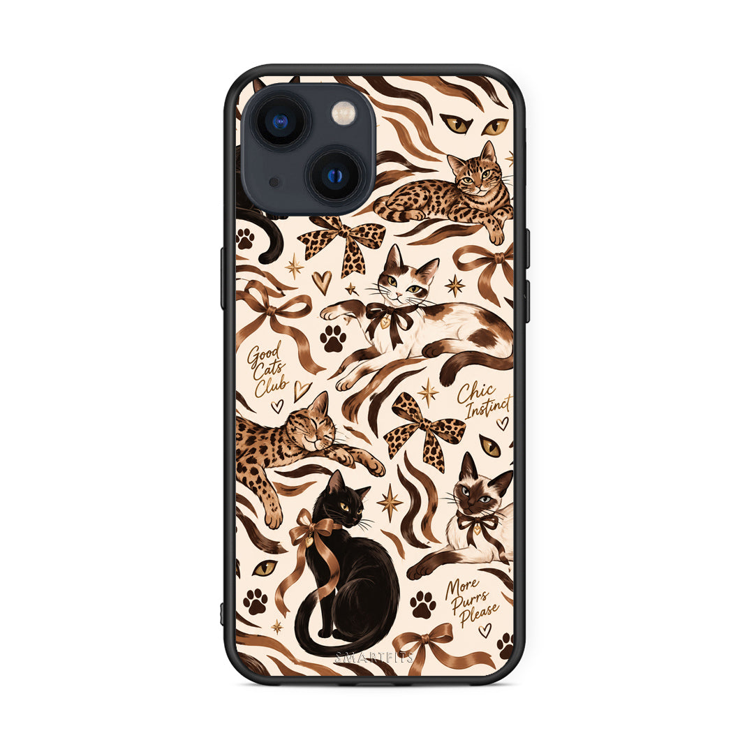 Θήκη iPhone 13 Wild Cats and Animal Print Collage από τη Smartfits με σχέδιο στο πίσω μέρος και μαύρο περίβλημα | iPhone 13 Wild Cats and Animal Print Collage case with colorful back and black bezels