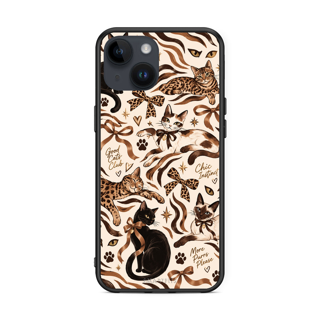 Θήκη iPhone 15 Wild Cats and Animal Print Collage από τη Smartfits με σχέδιο στο πίσω μέρος και μαύρο περίβλημα | iPhone 15 Wild Cats and Animal Print Collage case with colorful back and black bezels
