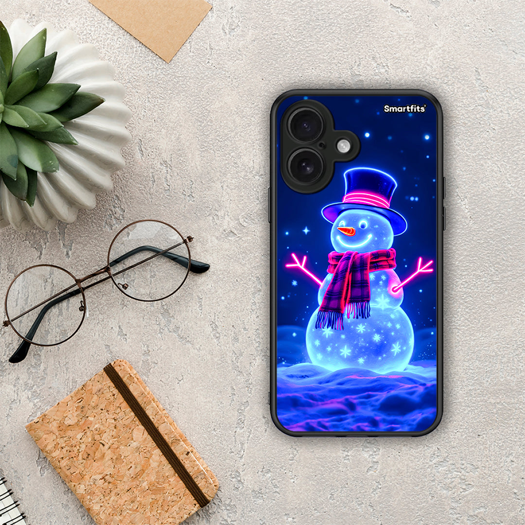 Christmas Neon Snowman - iPhone 16 θήκη