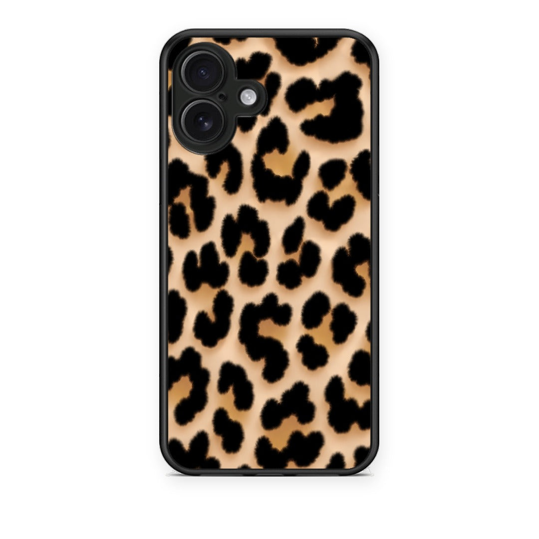 Θήκη iPhone 16 Plus Leopard Print Tan Large από τη Smartfits με σχέδιο στο πίσω μέρος και μαύρο περίβλημα | iPhone 16 Plus Leopard Print Tan Large case with colorful back and black bezels