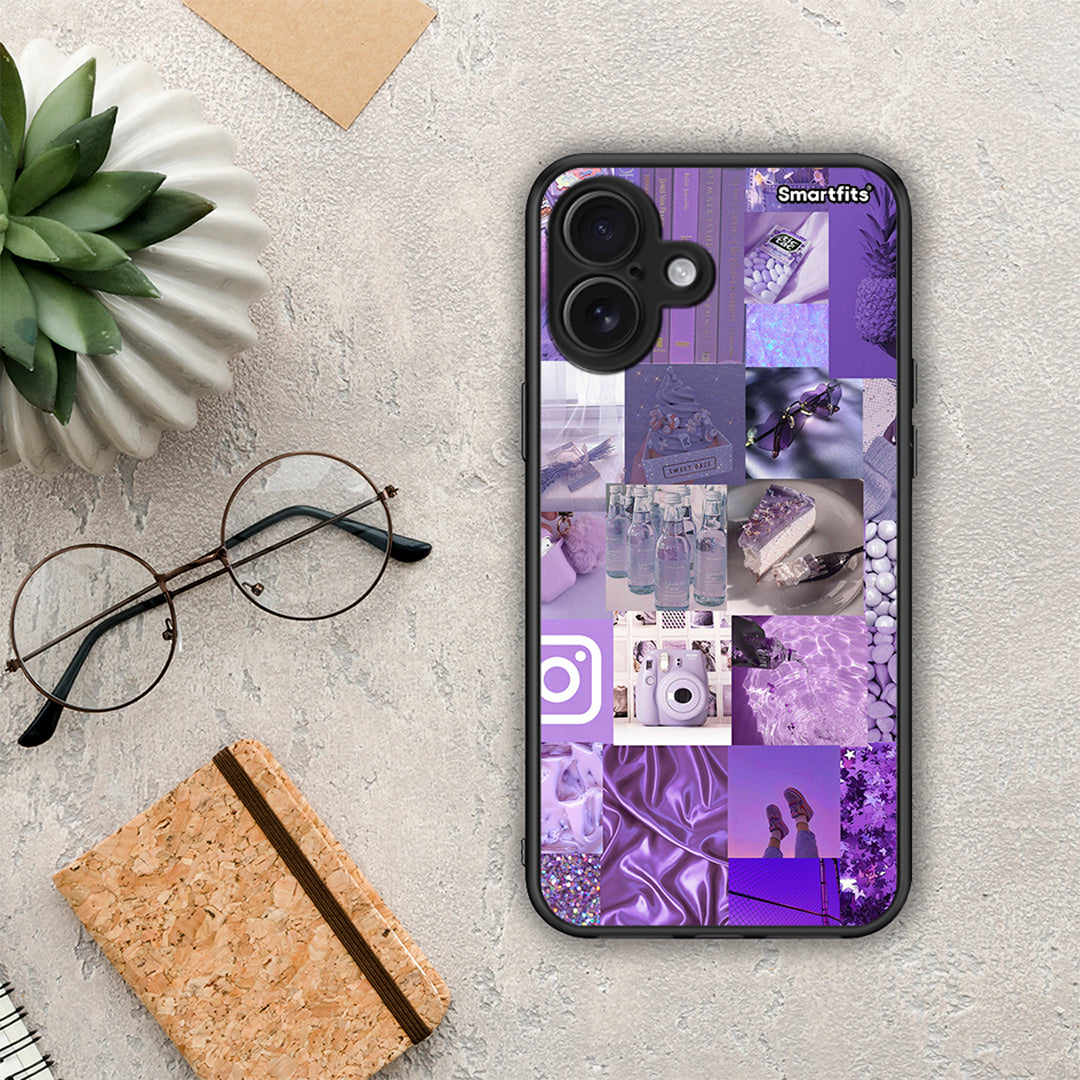 Purple Aesthetic Collage - iPhone 16 Plus θήκη