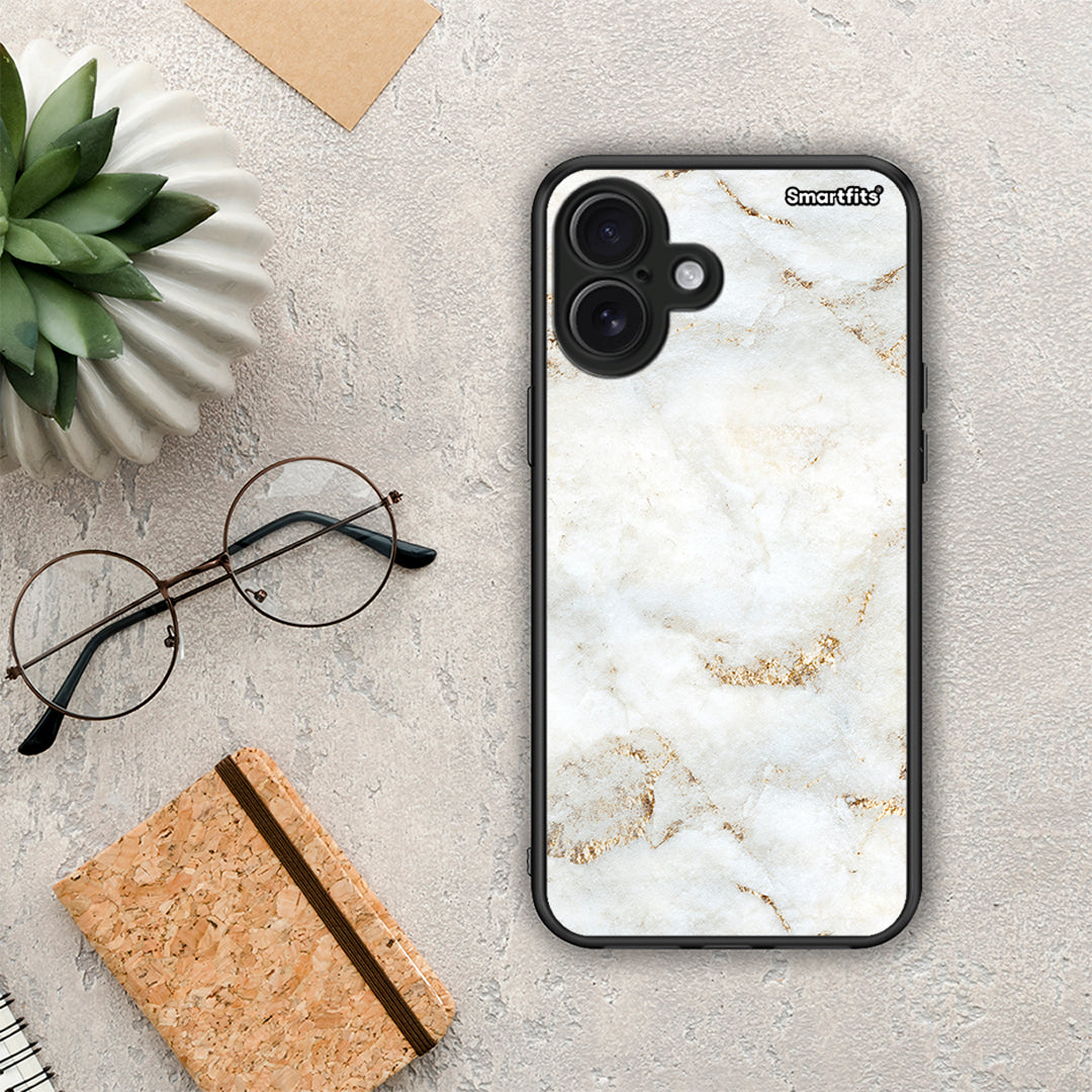 White Gold Marble - iPhone 16 Plus θήκη