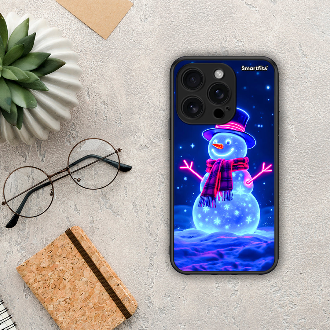 Christmas Neon Snowman - iPhone 16 Pro θήκη