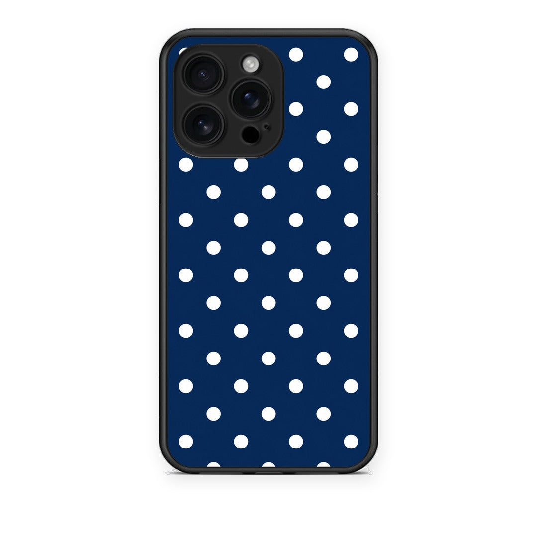 Θήκη iPhone 16 Pro Max White Small Polka Dots on Navy από τη Smartfits με σχέδιο στο πίσω μέρος και μαύρο περίβλημα | iPhone 16 Pro Max White Small Polka Dots on Navy case with colorful back and black bezels