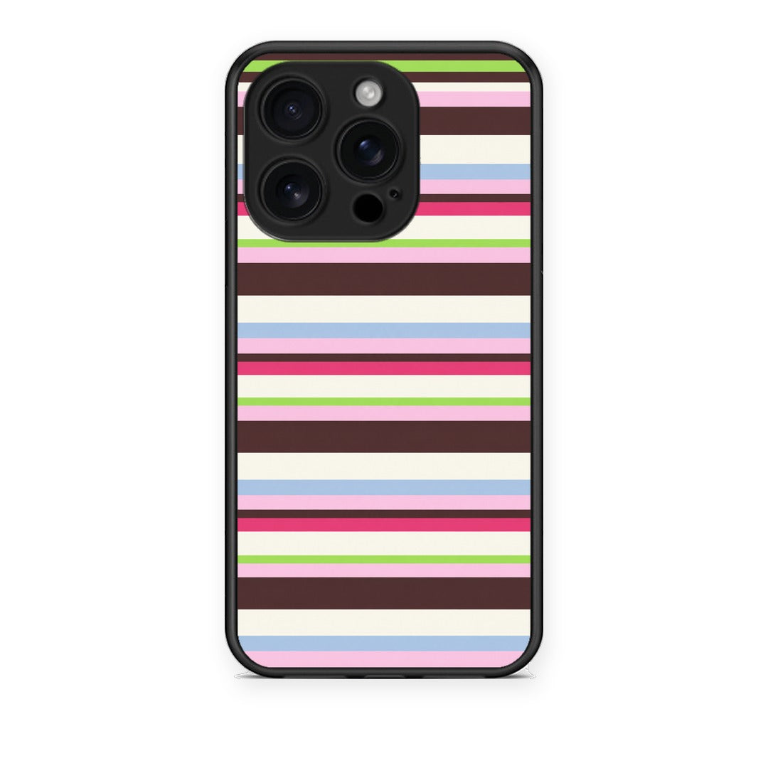 Θήκη iPhone 16 Pro Multicolour Horizontal Stripes από τη Smartfits με σχέδιο στο πίσω μέρος και μαύρο περίβλημα | iPhone 16 Pro Multicolour Horizontal Stripes case with colorful back and black bezels