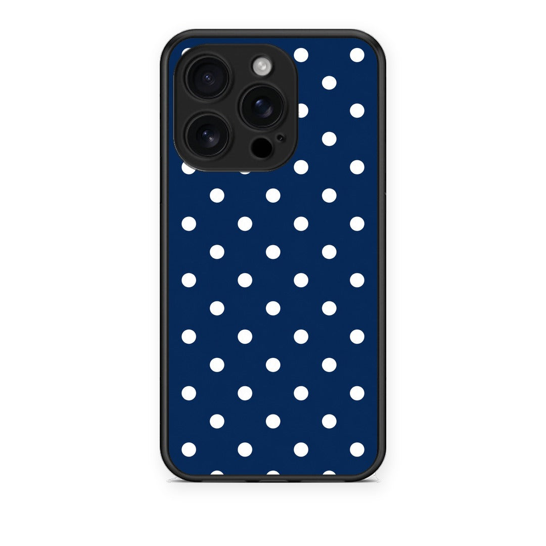 Θήκη iPhone 16 Pro White Small Polka Dots on Navy από τη Smartfits με σχέδιο στο πίσω μέρος και μαύρο περίβλημα | iPhone 16 Pro White Small Polka Dots on Navy case with colorful back and black bezels
