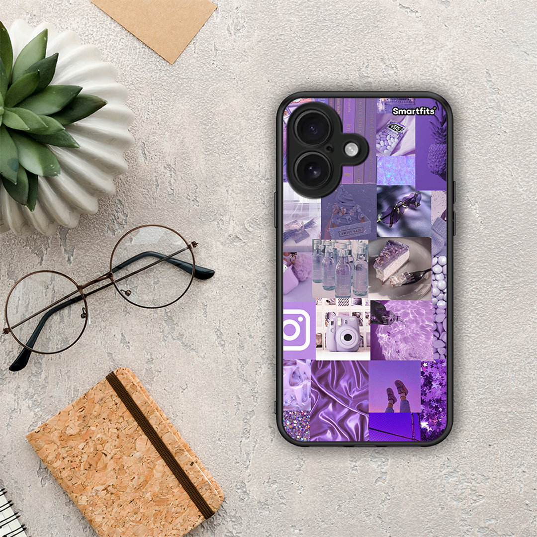 Purple Aesthetic Collage - iPhone 16 θήκη