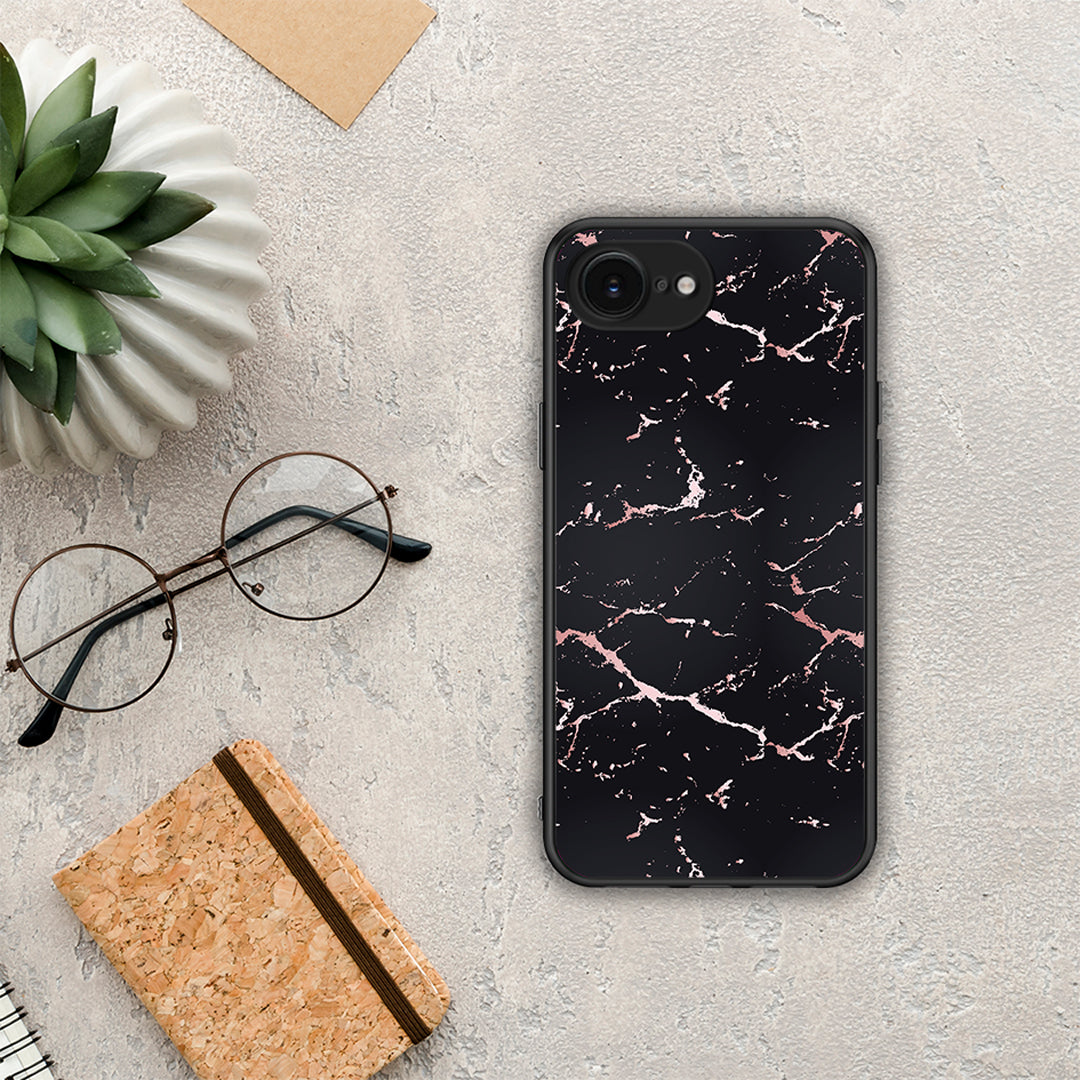Marble Black Rosegold - iPhone 16e θήκη