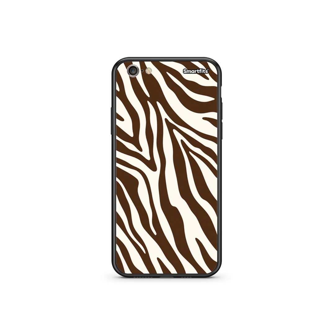 Θήκη iPhone 6 Plus / 6s Plus Brown and Cream Zebra Stripes από τη Smartfits με σχέδιο στο πίσω μέρος και μαύρο περίβλημα | iPhone 6 Plus / 6s Plus Brown and Cream Zebra Stripes case with colorful back and black bezels