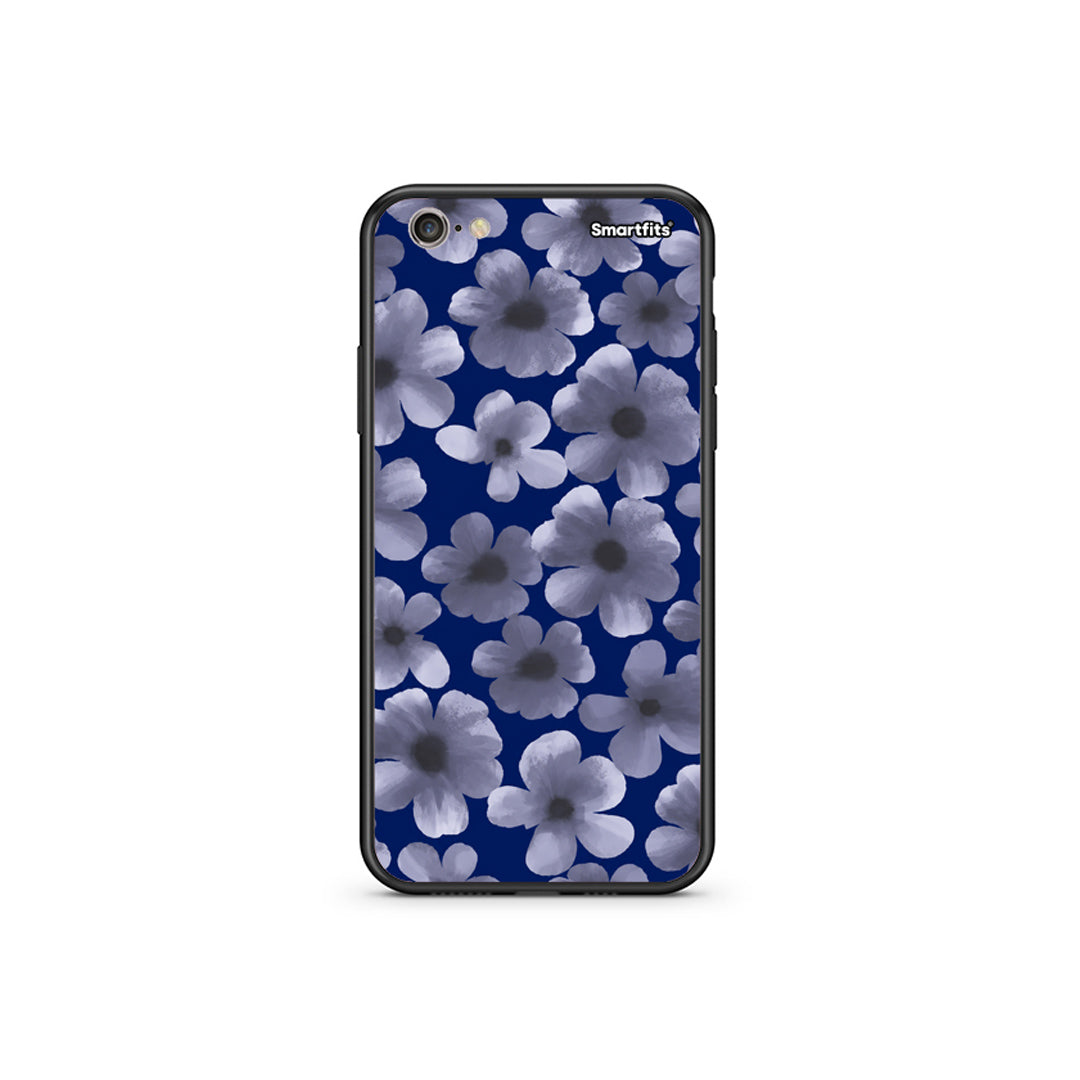 Θήκη iPhone 6 Plus / 6s Plus Pale Blue Flowers on Navy από τη Smartfits με σχέδιο στο πίσω μέρος και μαύρο περίβλημα | iPhone 6 Plus / 6s Plus Pale Blue Flowers on Navy case with colorful back and black bezels