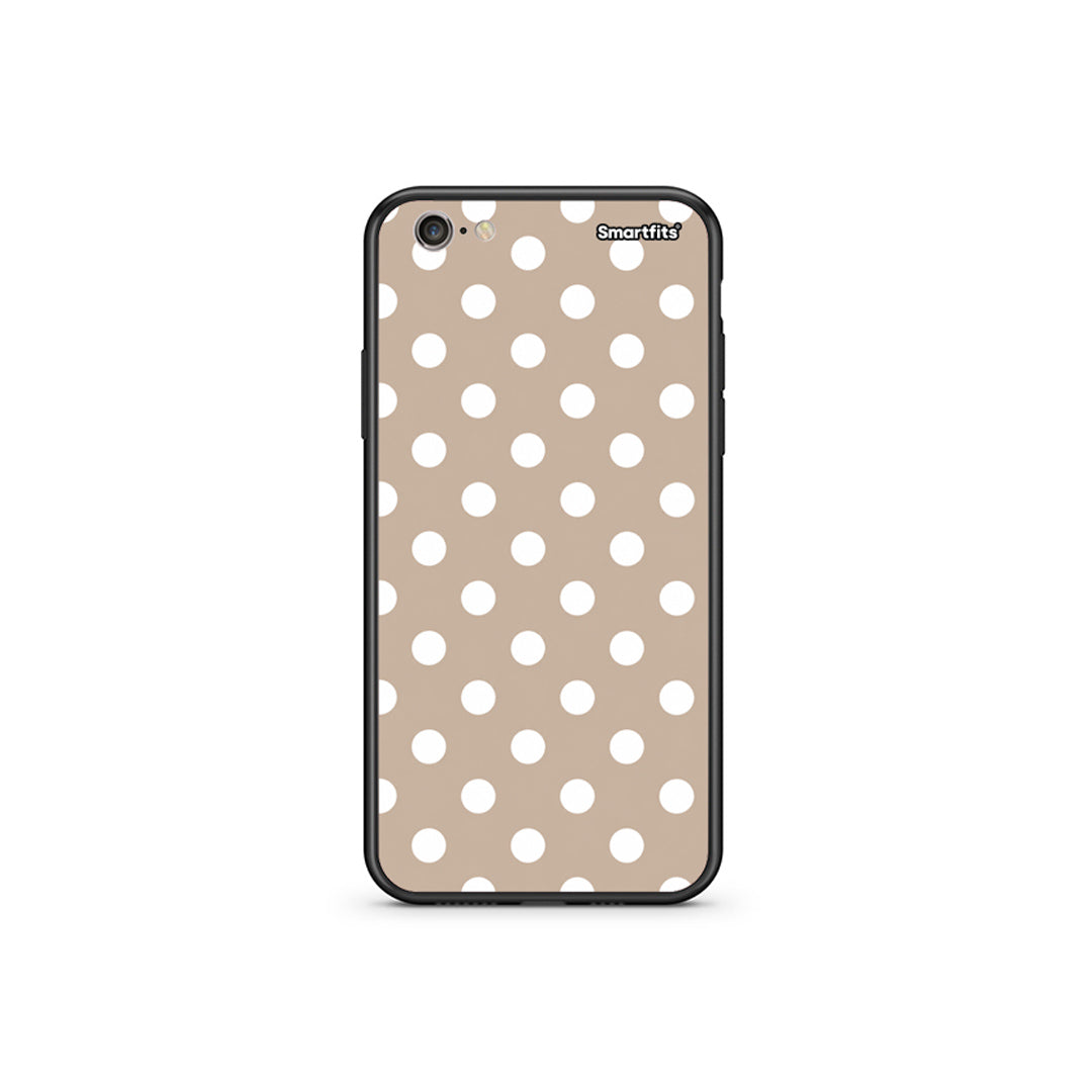 Θήκη iPhone 6 Plus / 6s Plus White Polka Dots on Taupe από τη Smartfits με σχέδιο στο πίσω μέρος και μαύρο περίβλημα | iPhone 6 Plus / 6s Plus White Polka Dots on Taupe case with colorful back and black bezels
