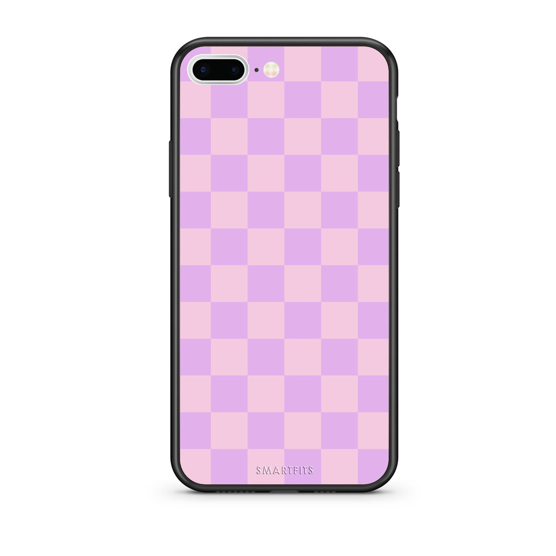 Θήκη iPhone 7 Plus / 8 Plus Lavender and Pink Checkerboard από τη Smartfits με σχέδιο στο πίσω μέρος και μαύρο περίβλημα | iPhone 7 Plus / 8 Plus Lavender and Pink Checkerboard case with colorful back and black bezels
