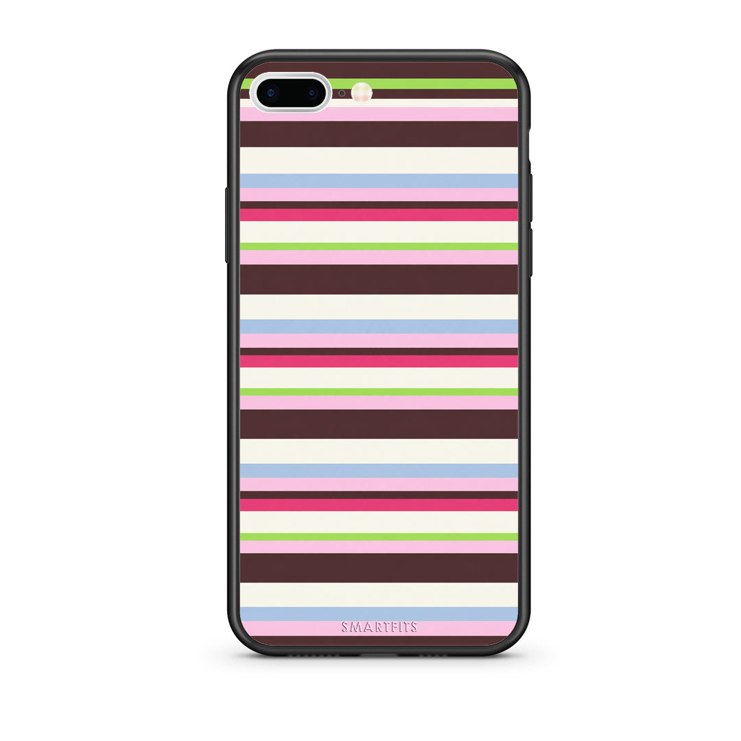 Θήκη iPhone 7 Plus / 8 Plus Multicolour Horizontal Stripes από τη Smartfits με σχέδιο στο πίσω μέρος και μαύρο περίβλημα | iPhone 7 Plus / 8 Plus Multicolour Horizontal Stripes case with colorful back and black bezels