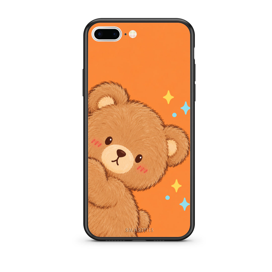 Θήκη iPhone 7 Plus / 8 Plus Peekaboo Teddy on Orange από τη Smartfits με σχέδιο στο πίσω μέρος και μαύρο περίβλημα | iPhone 7 Plus / 8 Plus Peekaboo Teddy on Orange case with colorful back and black bezels