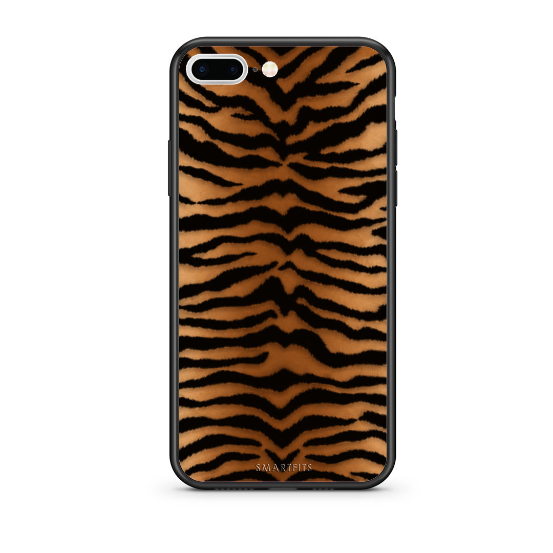 Θήκη iPhone 7 Plus / 8 Plus Tiger Print Orange and Black από τη Smartfits με σχέδιο στο πίσω μέρος και μαύρο περίβλημα | iPhone 7 Plus / 8 Plus Tiger Print Orange and Black case with colorful back and black bezels