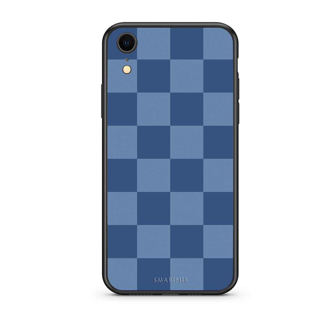 Θήκη iPhone XR Denim Blue Checkerboard από τη Smartfits με σχέδιο στο πίσω μέρος και μαύρο περίβλημα | iPhone XR Denim Blue Checkerboard case with colorful back and black bezels