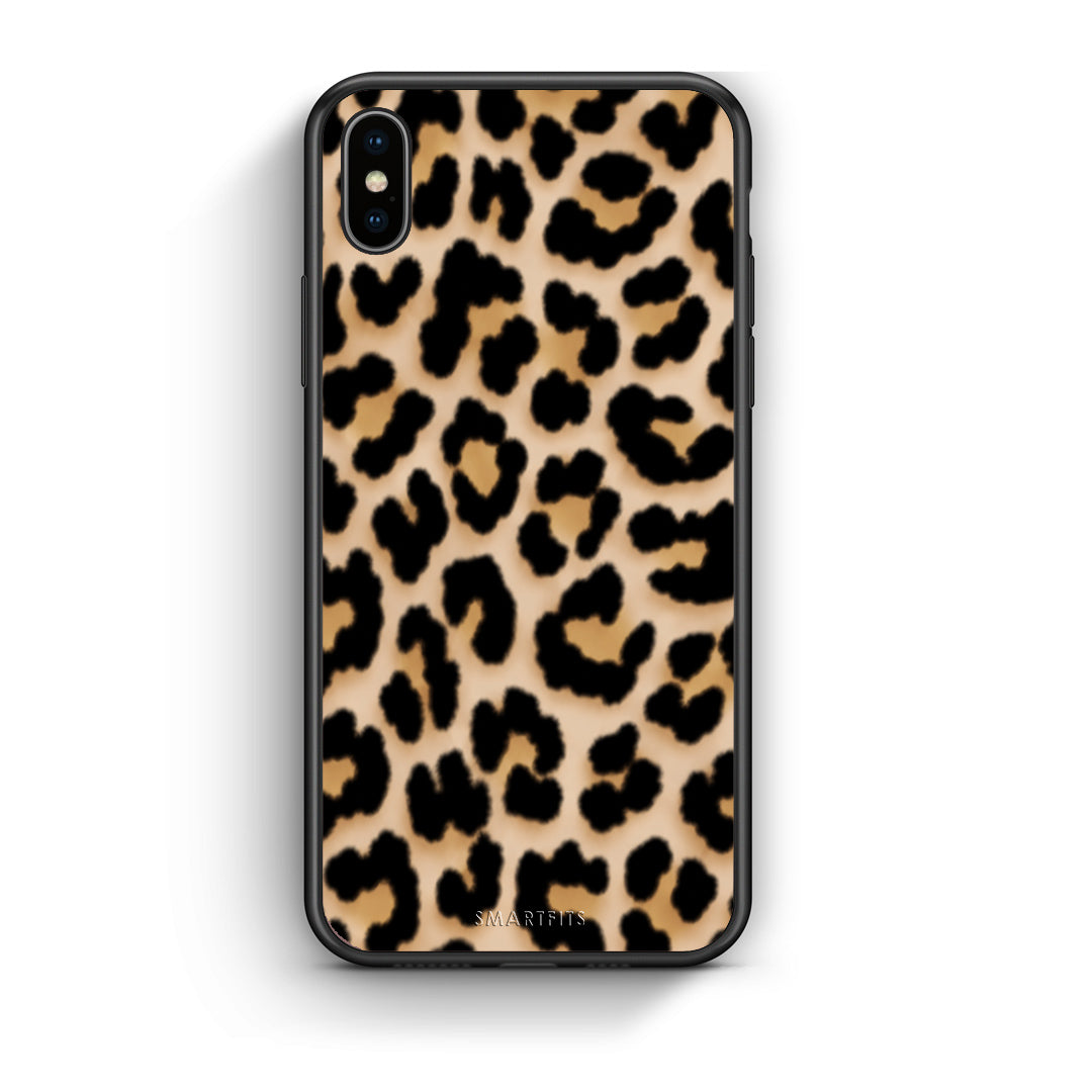 Θήκη iPhone Xs Max Leopard Print Tan Small από τη Smartfits με σχέδιο στο πίσω μέρος και μαύρο περίβλημα | iPhone Xs Max Leopard Print Tan Small case with colorful back and black bezels