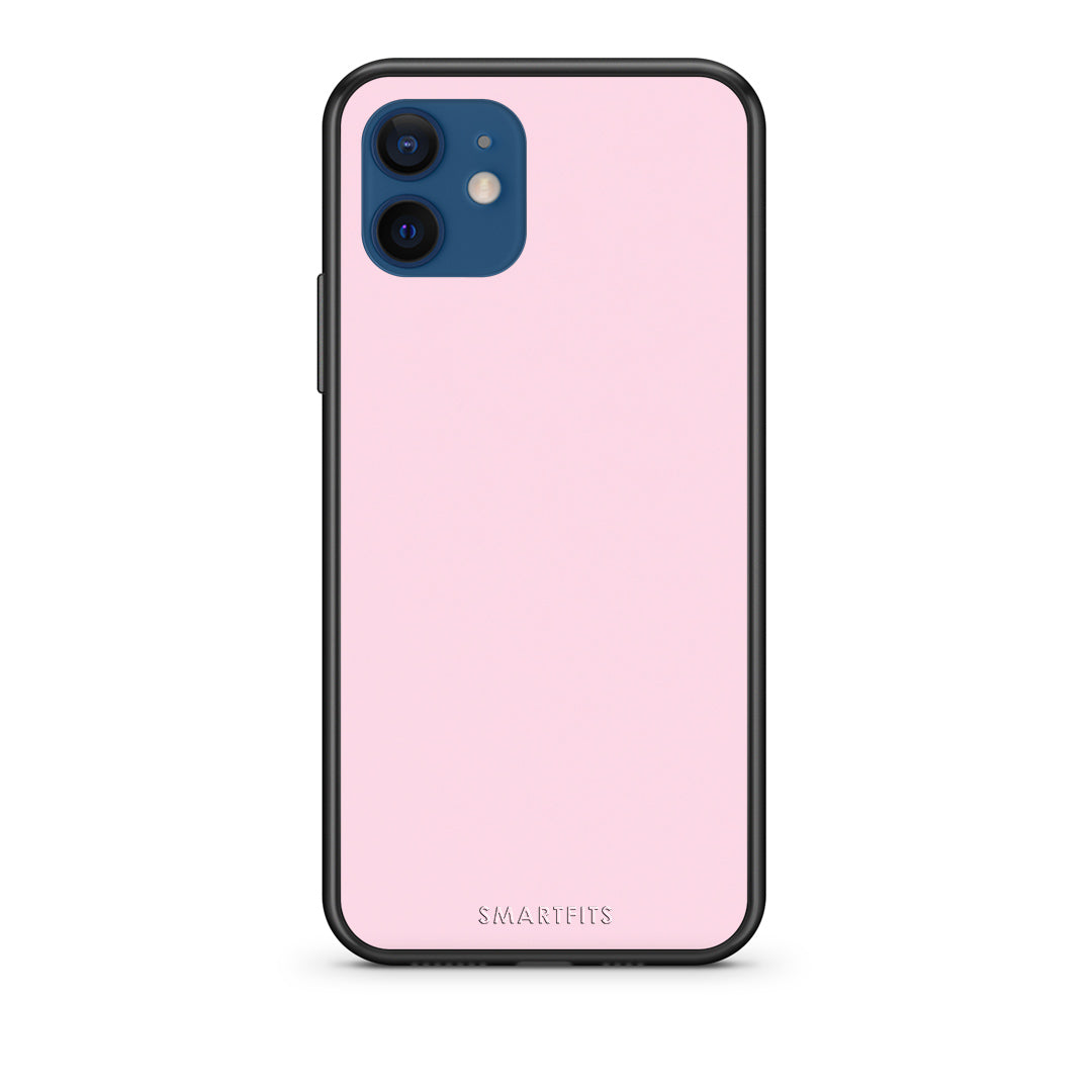 Θήκη iPhone 12 Pale Pink από τη Smartfits με σχέδιο στο πίσω μέρος και μαύρο περίβλημα | iPhone 12 Pale Pink case with colorful back and black bezels