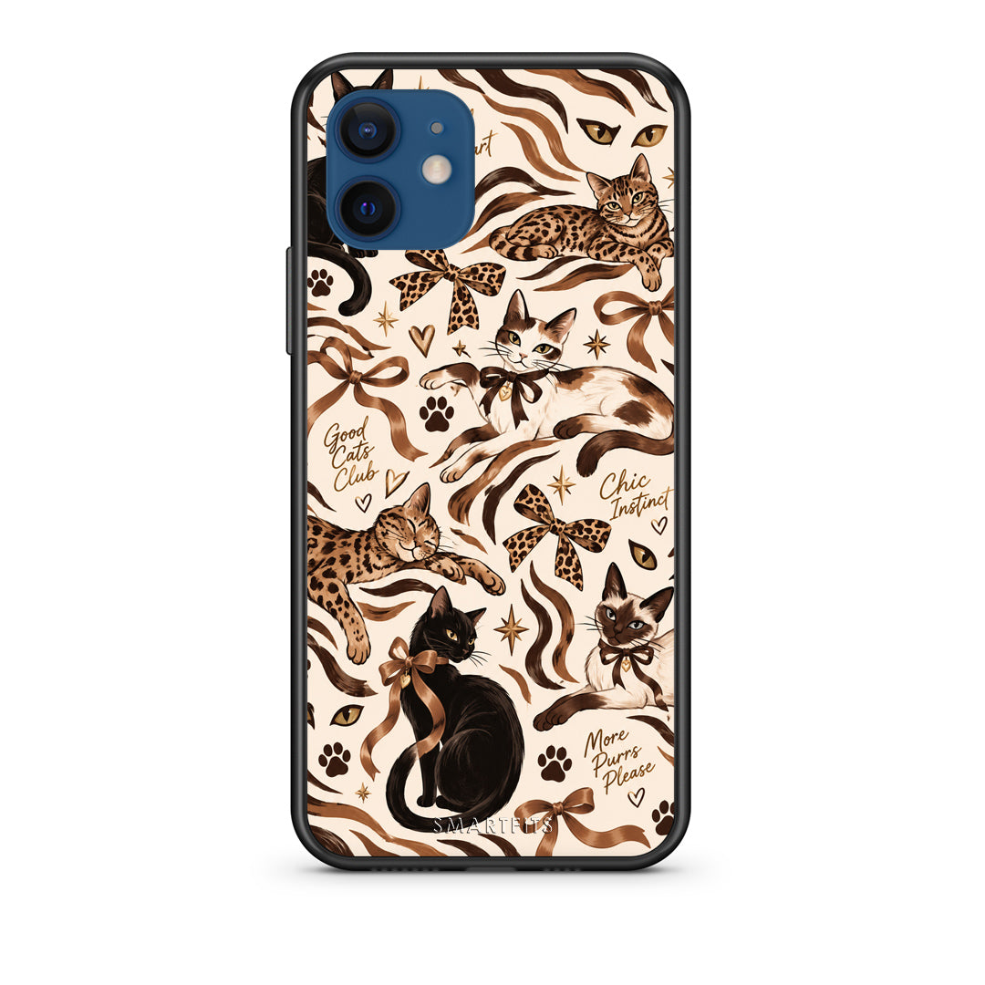 Θήκη iPhone 12 Wild Cats and Animal Print Collage από τη Smartfits με σχέδιο στο πίσω μέρος και μαύρο περίβλημα | iPhone 12 Wild Cats and Animal Print Collage case with colorful back and black bezels