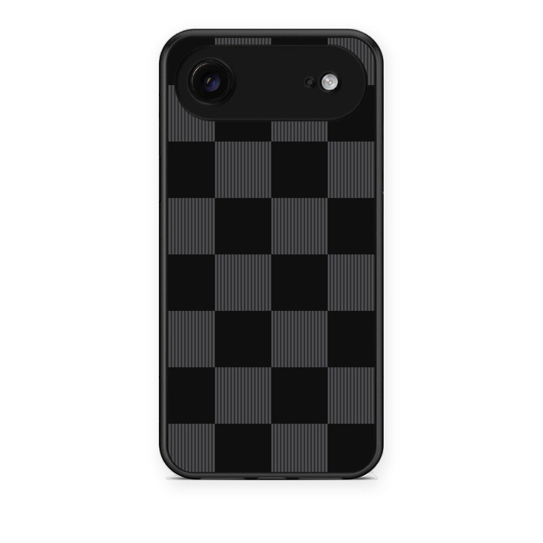 Θήκη iPhone 17 Air Black and Charcoal Striped Checks από τη Smartfits με σχέδιο στο πίσω μέρος και μαύρο περίβλημα | iPhone 17 Air Black and Charcoal Striped Checks case with colorful back and black bezels