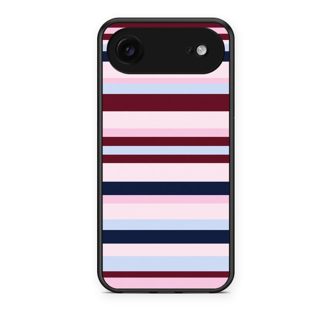 Θήκη iPhone 17 Air Burgundy Pink and Blue Horizontal Stripes από τη Smartfits με σχέδιο στο πίσω μέρος και μαύρο περίβλημα | iPhone 17 Air Burgundy Pink and Blue Horizontal Stripes case with colorful back and black bezels