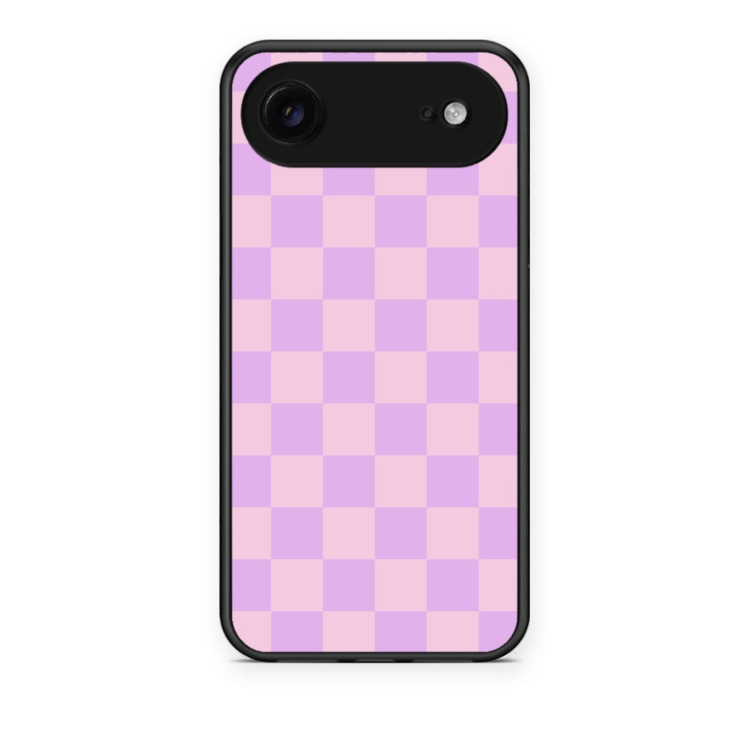 Θήκη iPhone 17 Air Lavender and Pink Checkerboard από τη Smartfits με σχέδιο στο πίσω μέρος και μαύρο περίβλημα | iPhone 17 Air Lavender and Pink Checkerboard case with colorful back and black bezels