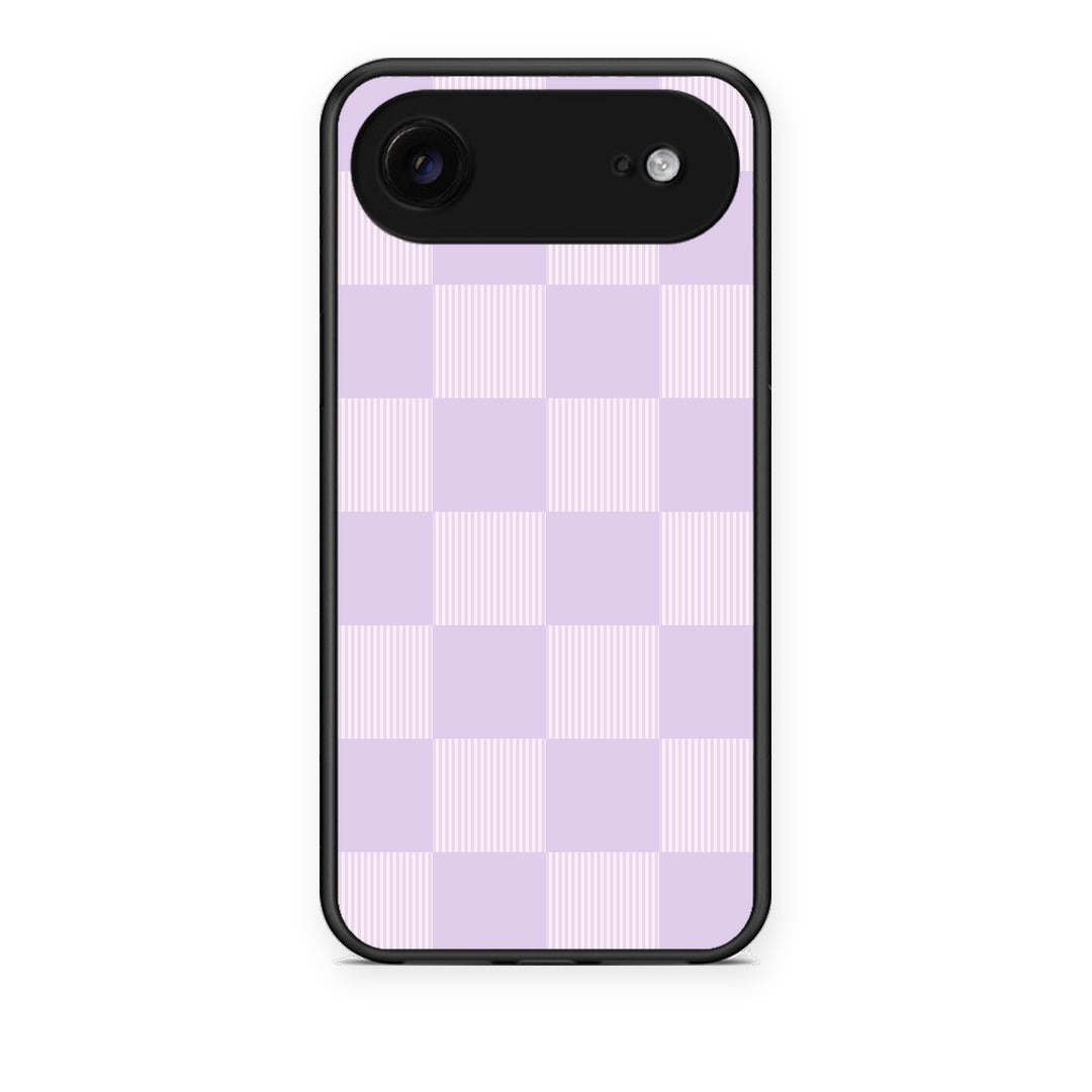 Θήκη iPhone 17 Air Lilac and Cream Striped Checks από τη Smartfits με σχέδιο στο πίσω μέρος και μαύρο περίβλημα | iPhone 17 Air Lilac and Cream Striped Checks case with colorful back and black bezels
