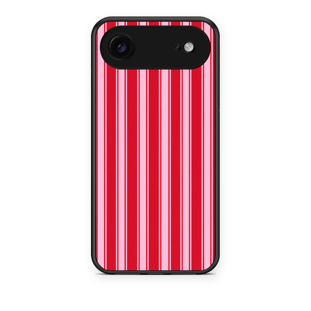 Θήκη iPhone 17 Air Red and Pink Vertical Pinstripes από τη Smartfits με σχέδιο στο πίσω μέρος και μαύρο περίβλημα | iPhone 17 Air Red and Pink Vertical Pinstripes case with colorful back and black bezels