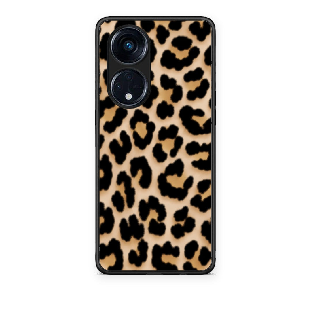 Θήκη Oppo A98 Leopard Print Tan Small από τη Smartfits με σχέδιο στο πίσω μέρος και μαύρο περίβλημα | Oppo A98 Leopard Print Tan Small case with colorful back and black bezels