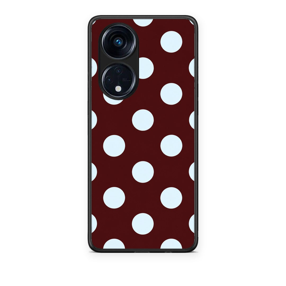 Θήκη Oppo A98 Pale Blue Large Polka Dots on Burgundy από τη Smartfits με σχέδιο στο πίσω μέρος και μαύρο περίβλημα | Oppo A98 Pale Blue Large Polka Dots on Burgundy case with colorful back and black bezels