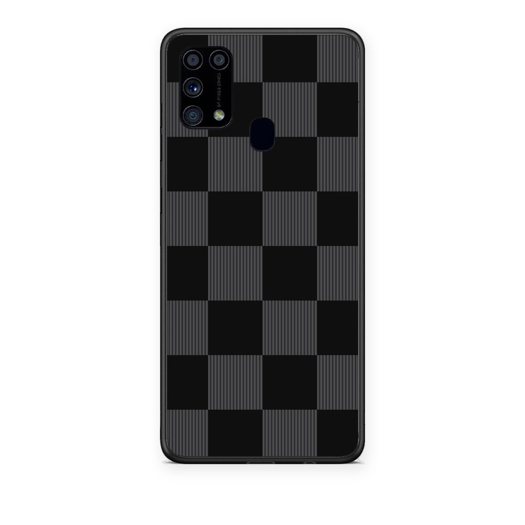 Θήκη Samsung Galaxy M31 Black and Charcoal Striped Checks από τη Smartfits με σχέδιο στο πίσω μέρος και μαύρο περίβλημα | Samsung Galaxy M31 Black and Charcoal Striped Checks case with colorful back and black bezels
