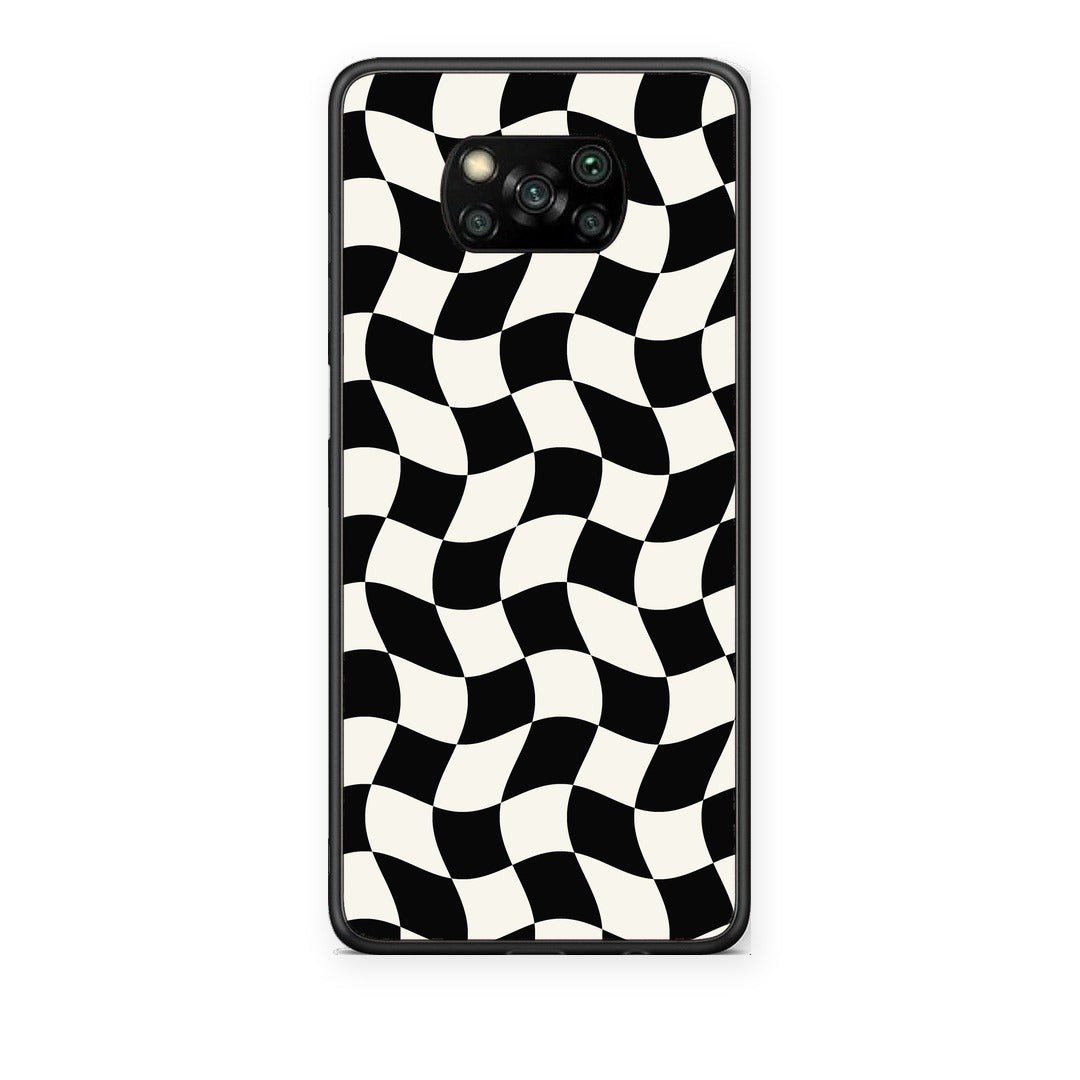 Θήκη Xiaomi Poco X3 / X3 Pro / X3 NFC Black and Cream Wavy Checkerboard από τη Smartfits με σχέδιο στο πίσω μέρος και μαύρο περίβλημα | Xiaomi Poco X3 / X3 Pro / X3 NFC Black and Cream Wavy Checkerboard case with colorful back and black bezels