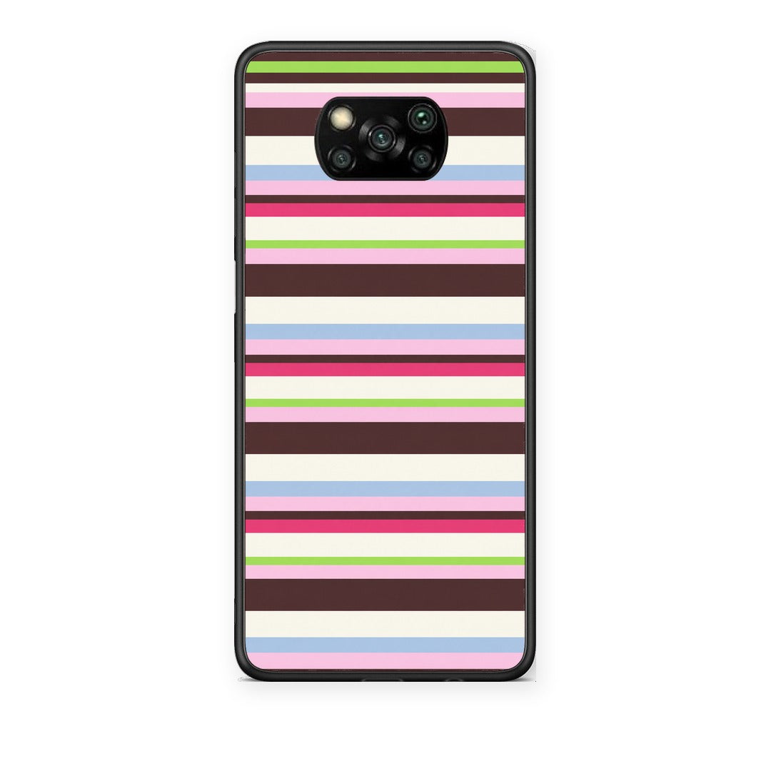 Θήκη Xiaomi Poco X3 / X3 Pro / X3 NFC Multicolour Horizontal Stripes από τη Smartfits με σχέδιο στο πίσω μέρος και μαύρο περίβλημα | Xiaomi Poco X3 / X3 Pro / X3 NFC Multicolour Horizontal Stripes case with colorful back and black bezels