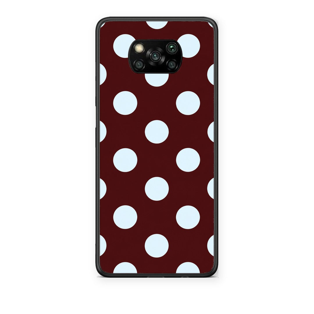 Θήκη Xiaomi Poco X3 / X3 Pro / X3 NFC Pale Blue Large Polka Dots on Burgundy από τη Smartfits με σχέδιο στο πίσω μέρος και μαύρο περίβλημα | Xiaomi Poco X3 / X3 Pro / X3 NFC Pale Blue Large Polka Dots on Burgundy case with colorful back and black bezels