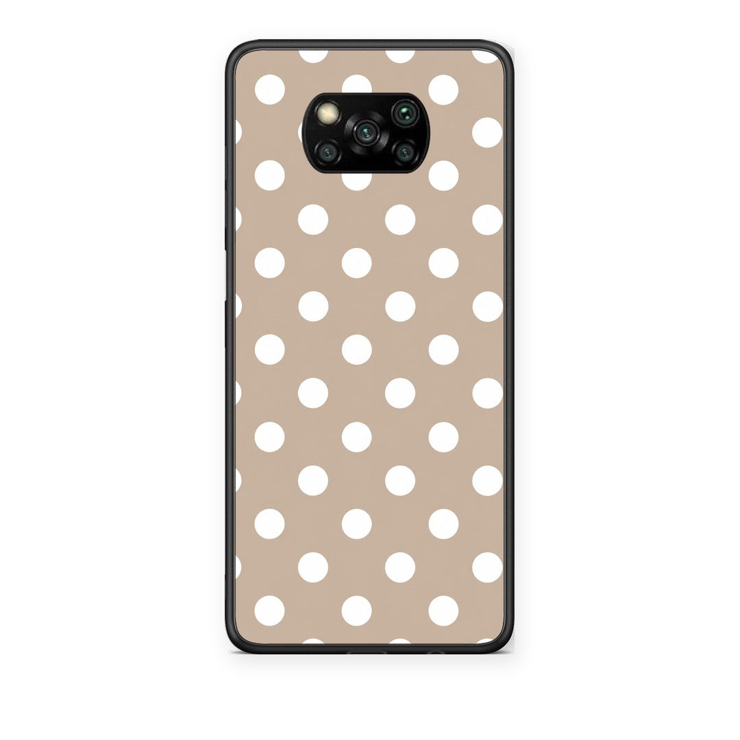 Θήκη Xiaomi Poco X3 / X3 Pro / X3 NFC White Polka Dots on Taupe από τη Smartfits με σχέδιο στο πίσω μέρος και μαύρο περίβλημα | Xiaomi Poco X3 / X3 Pro / X3 NFC White Polka Dots on Taupe case with colorful back and black bezels