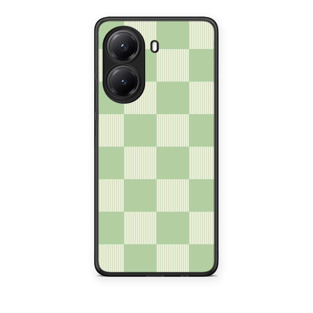 Θήκη Xiaomi Poco X7 Pro Sage and Cream Striped Checks από τη Smartfits με σχέδιο στο πίσω μέρος και μαύρο περίβλημα | Xiaomi Poco X7 Pro Sage and Cream Striped Checks case with colorful back and black bezels