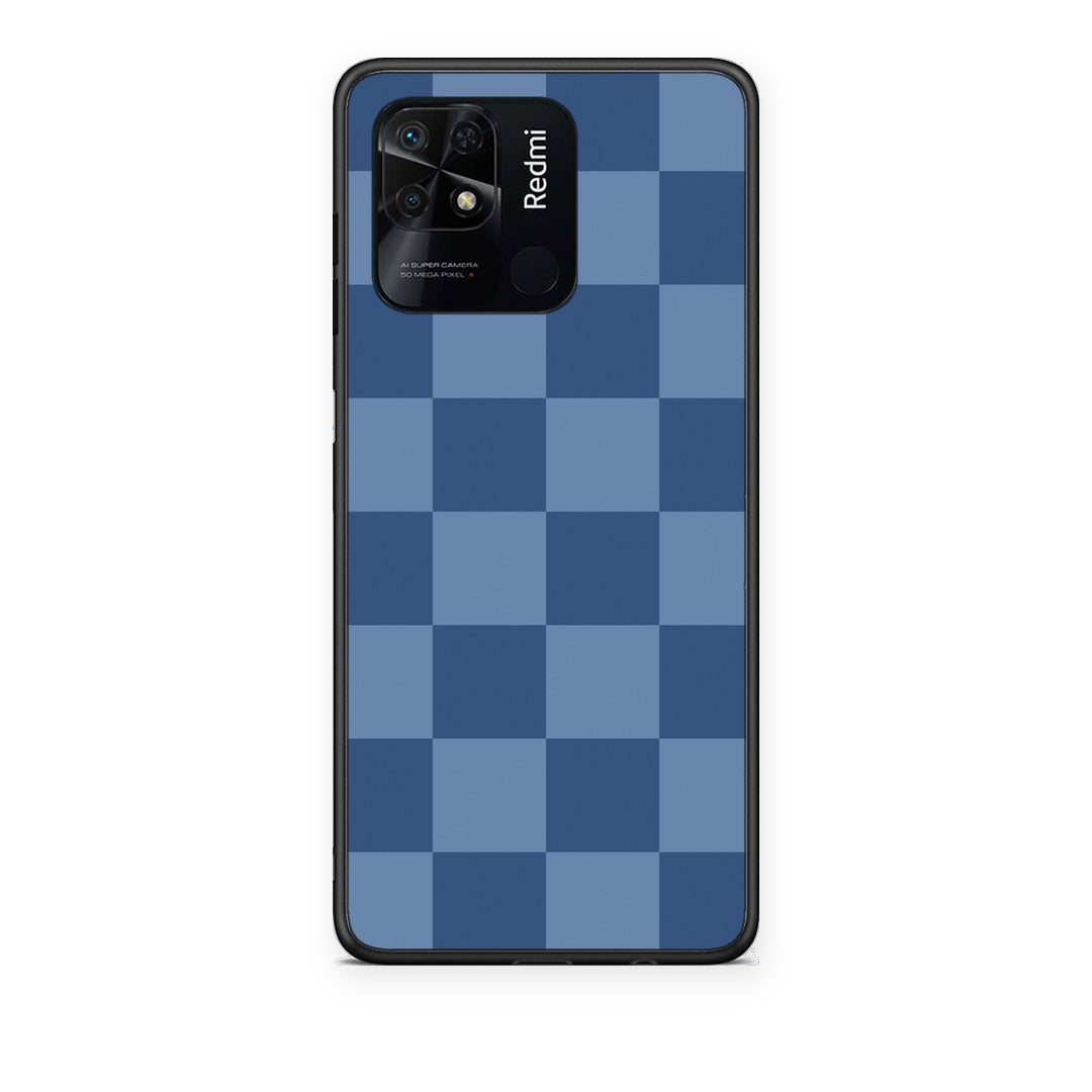 Θήκη Xiaomi Redmi 10C Denim Blue Checkerboard από τη Smartfits με σχέδιο στο πίσω μέρος και μαύρο περίβλημα | Xiaomi Redmi 10C Denim Blue Checkerboard case with colorful back and black bezels