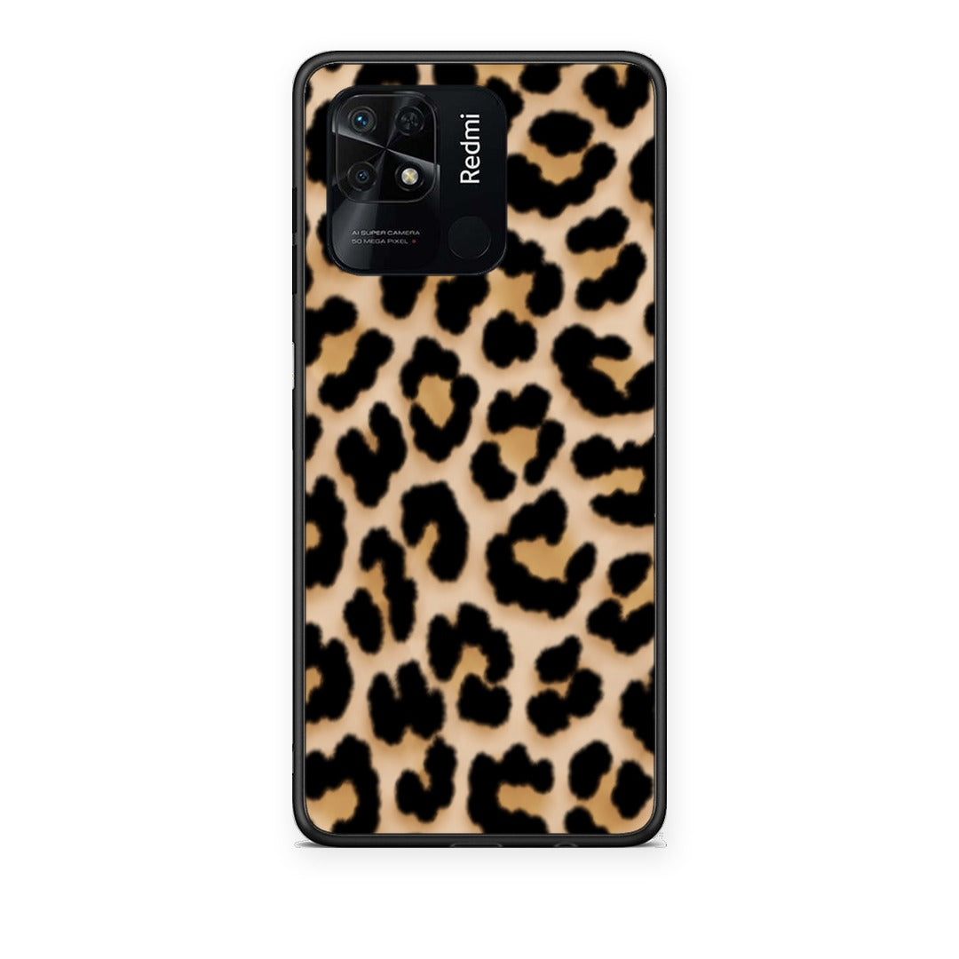 Θήκη Xiaomi Redmi 10C Leopard Print Tan Small από τη Smartfits με σχέδιο στο πίσω μέρος και μαύρο περίβλημα | Xiaomi Redmi 10C Leopard Print Tan Small case with colorful back and black bezels