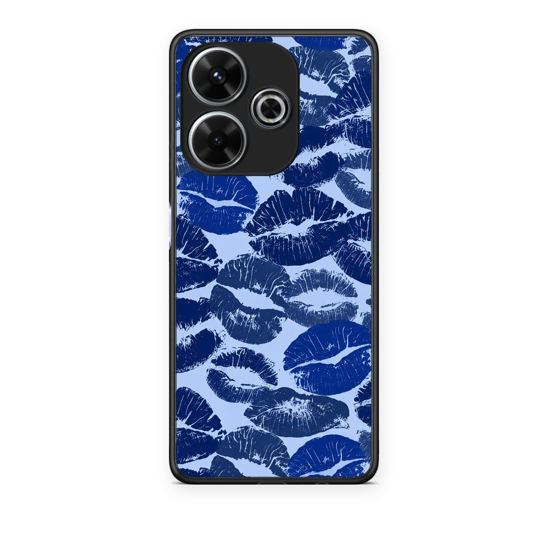 Θήκη Xiaomi Redmi 13 Blue Lipstick Kisses από τη Smartfits με σχέδιο στο πίσω μέρος και μαύρο περίβλημα | Xiaomi Redmi 13 Blue Lipstick Kisses case with colorful back and black bezels