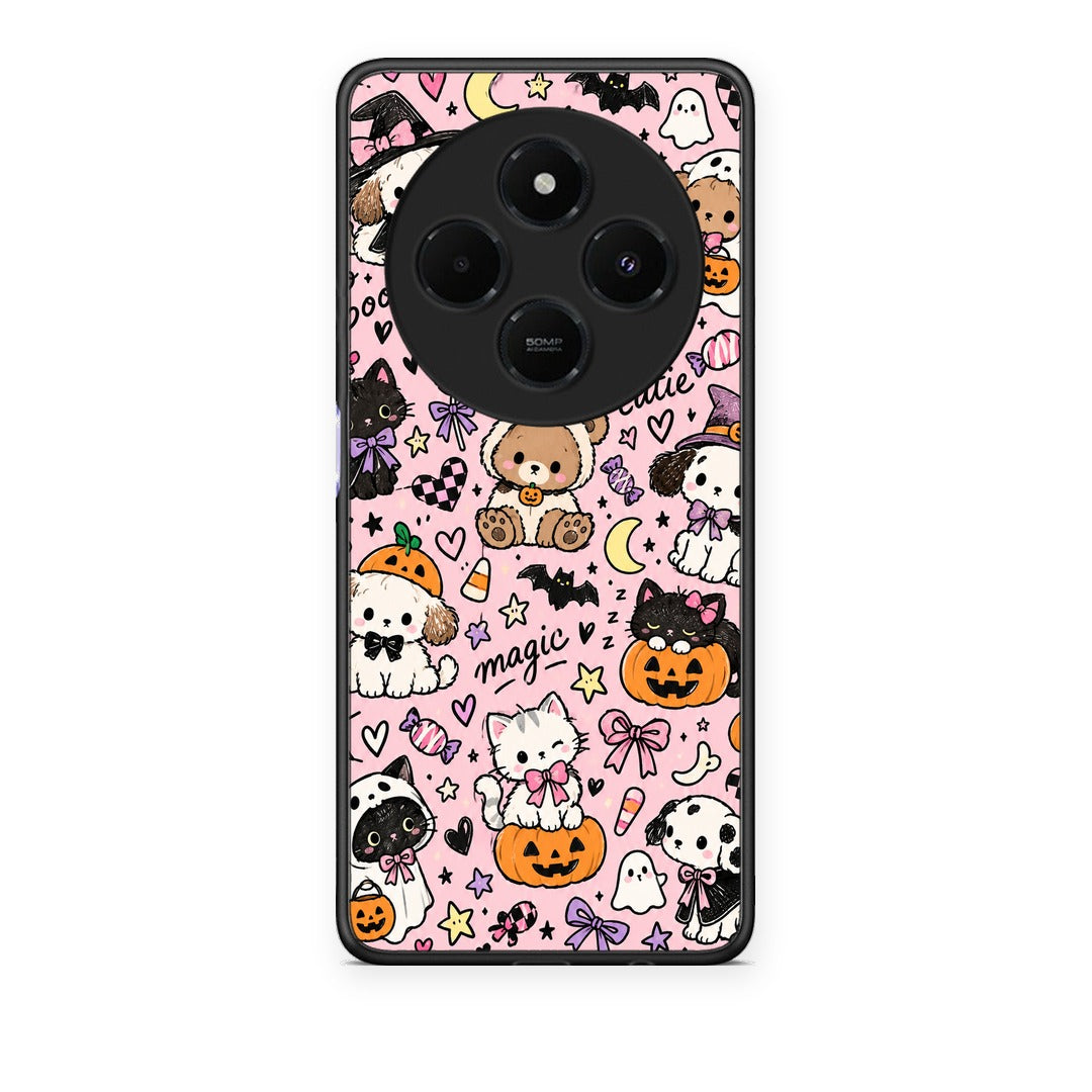 Θήκη Xiaomi Redmi 14C NFC / A3 Pro / Poco 75 4G / 5G Halloween Cute Animals on Pink από τη Smartfits με σχέδιο στο πίσω μέρος και μαύρο περίβλημα | Xiaomi Redmi 14C NFC / A3 Pro / Poco 75 4G / 5G Halloween Cute Animals on Pink case with colorful back and black bezels
