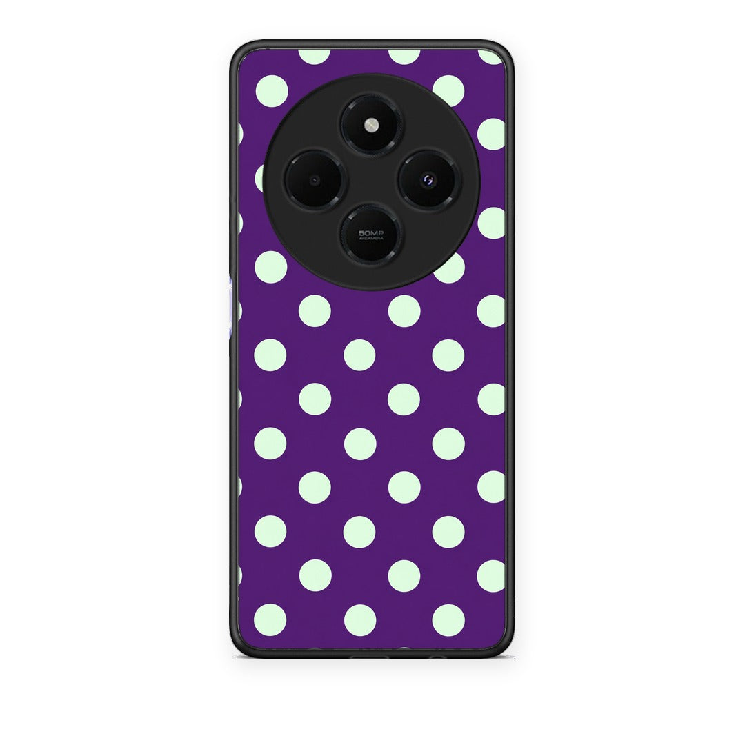 Θήκη Xiaomi Redmi 14C NFC / A3 Pro / Poco 75 4G / 5G Mint Polka Dots on Purple από τη Smartfits με σχέδιο στο πίσω μέρος και μαύρο περίβλημα | Xiaomi Redmi 14C NFC / A3 Pro / Poco 75 4G / 5G Mint Polka Dots on Purple case with colorful back and black bezels