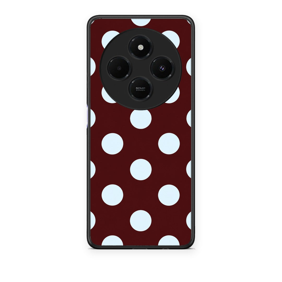 Θήκη Xiaomi Redmi 14C NFC / A3 Pro / Poco 75 4G / 5G Pale Blue Large Polka Dots on Burgundy από τη Smartfits με σχέδιο στο πίσω μέρος και μαύρο περίβλημα | Xiaomi Redmi 14C NFC / A3 Pro / Poco 75 4G / 5G Pale Blue Large Polka Dots on Burgundy case with colorful back and black bezels