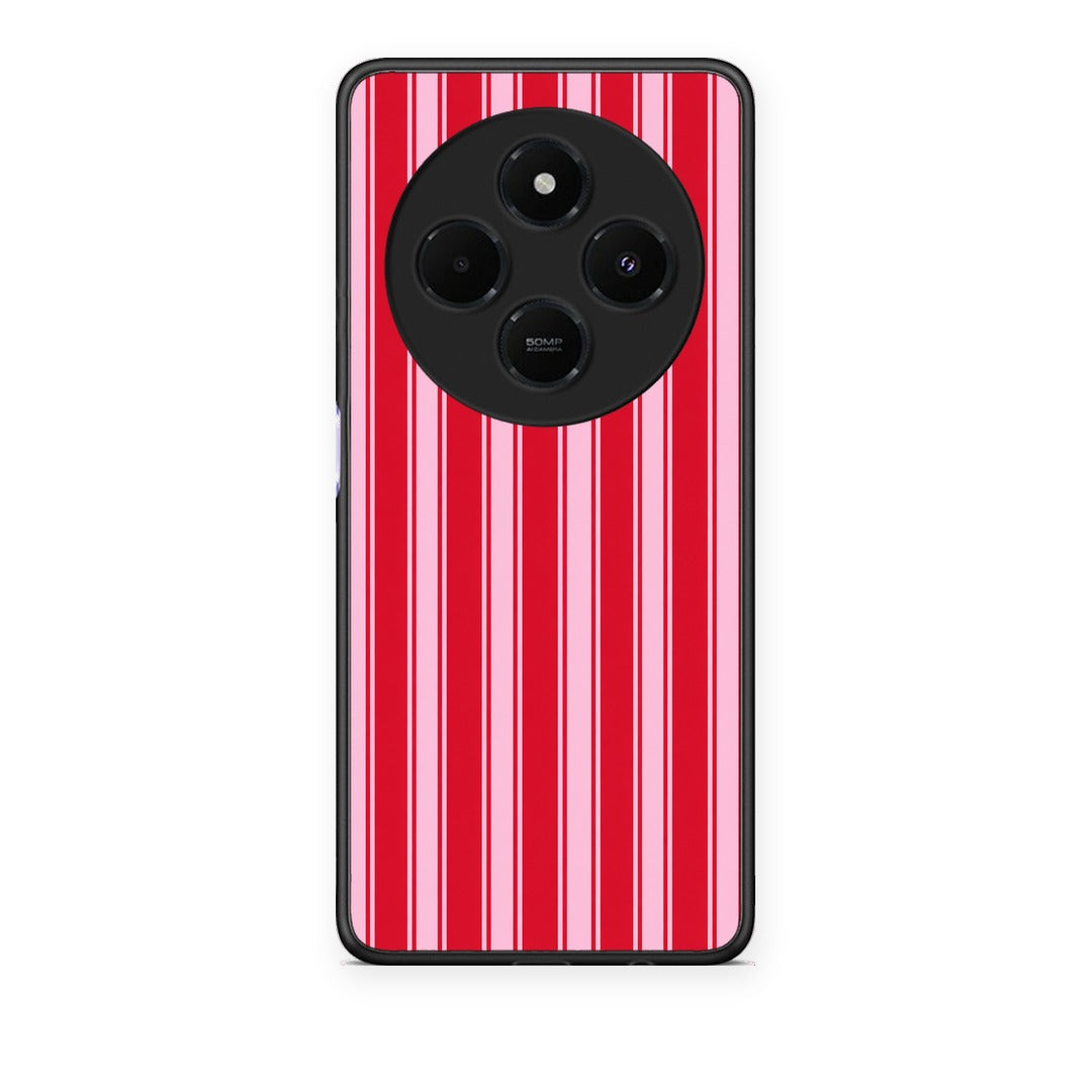 Θήκη Xiaomi Redmi 14C NFC / A3 Pro / Poco 75 4G / 5G Red and Pink Vertical Pinstripes από τη Smartfits με σχέδιο στο πίσω μέρος και μαύρο περίβλημα | Xiaomi Redmi 14C NFC / A3 Pro / Poco 75 4G / 5G Red and Pink Vertical Pinstripes case with colorful back and black bezels