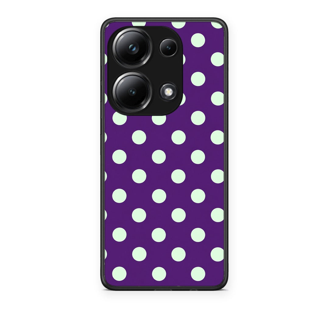 Θήκη Xiaomi Redmi Note 13 Pro 4G Mint Polka Dots on Purple από τη Smartfits με σχέδιο στο πίσω μέρος και μαύρο περίβλημα | Xiaomi Redmi Note 13 Pro 4G Mint Polka Dots on Purple case with colorful back and black bezels
