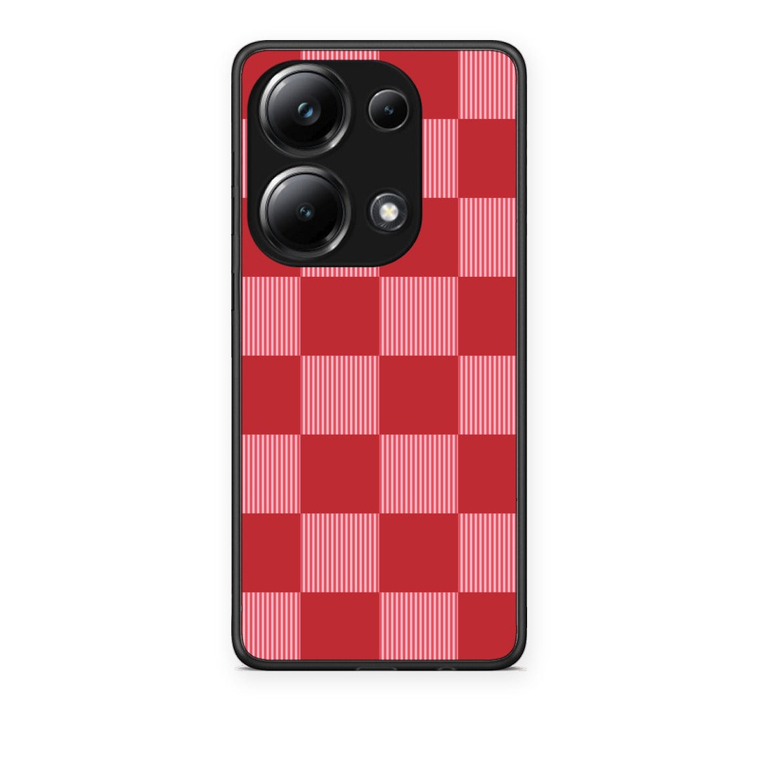 Θήκη Xiaomi Redmi Note 13 Pro 4G Red and Pink Striped Checks από τη Smartfits με σχέδιο στο πίσω μέρος και μαύρο περίβλημα | Xiaomi Redmi Note 13 Pro 4G Red and Pink Striped Checks case with colorful back and black bezels