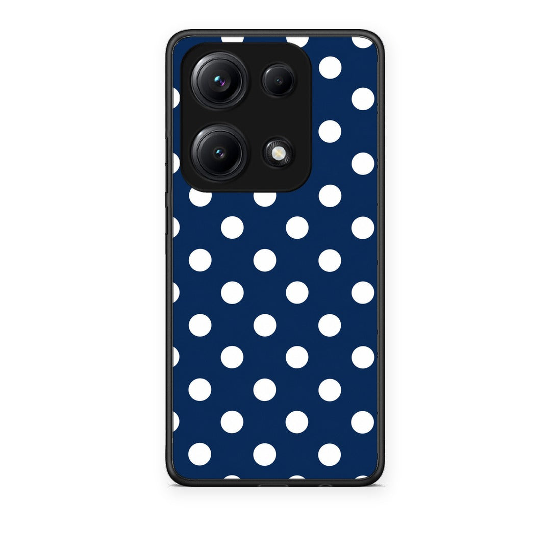 Θήκη Xiaomi Redmi Note 14S White Large Polka Dots on Navy από τη Smartfits με σχέδιο στο πίσω μέρος και μαύρο περίβλημα | Xiaomi Redmi Note 14S White Large Polka Dots on Navy case with colorful back and black bezels
