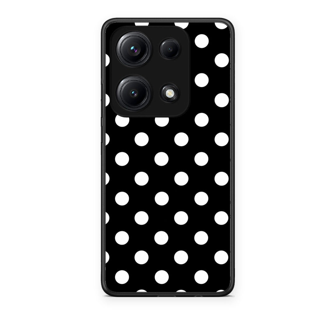 Θήκη Xiaomi Redmi Note 14S White Polka Dots on Black από τη Smartfits με σχέδιο στο πίσω μέρος και μαύρο περίβλημα | Xiaomi Redmi Note 14S White Polka Dots on Black case with colorful back and black bezels