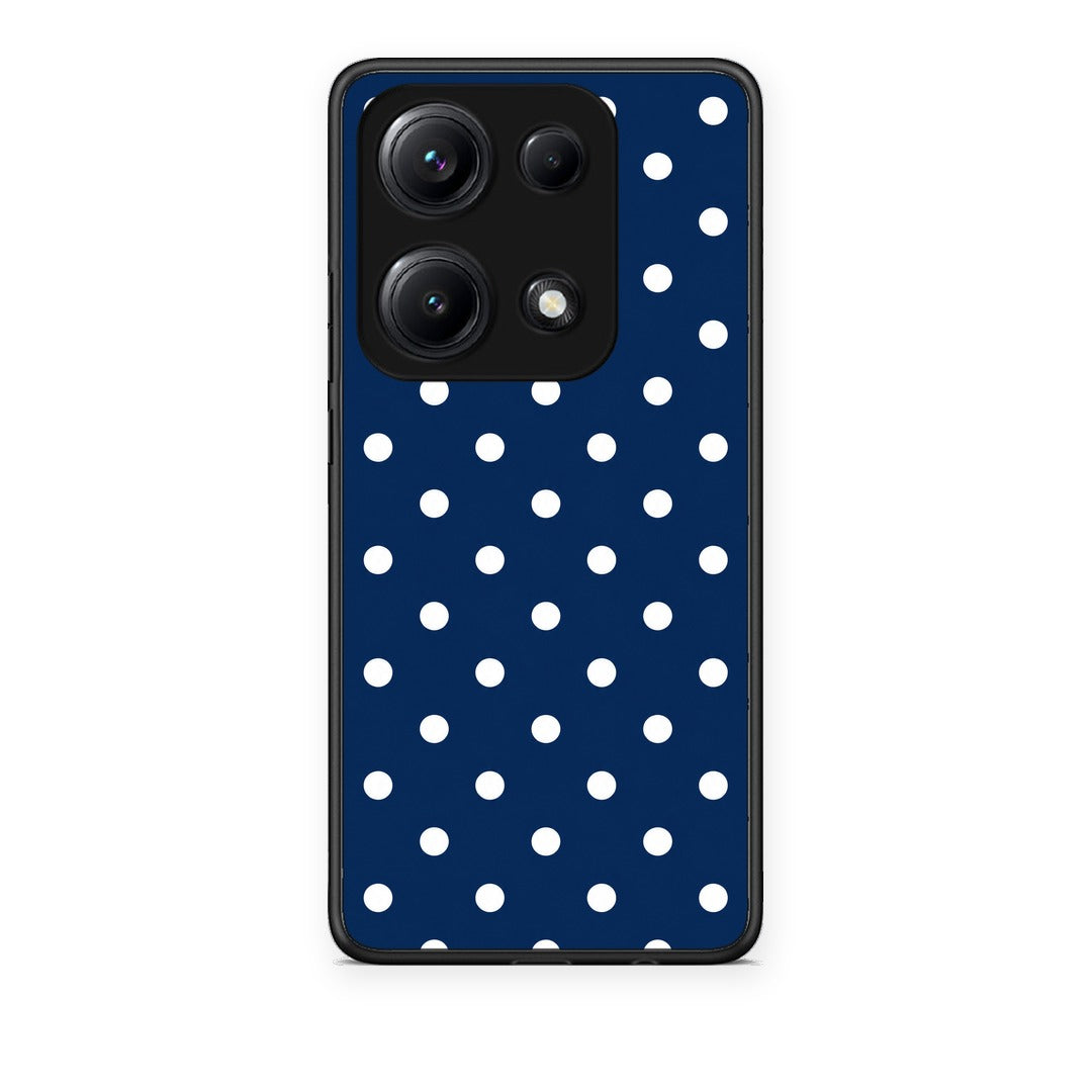 Θήκη Xiaomi Redmi Note 14S White Small Polka Dots on Navy από τη Smartfits με σχέδιο στο πίσω μέρος και μαύρο περίβλημα | Xiaomi Redmi Note 14S White Small Polka Dots on Navy case with colorful back and black bezels