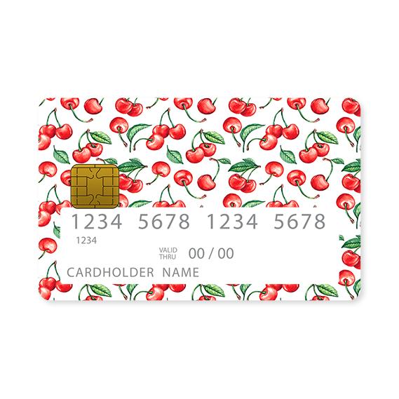 Επικάλυψη Τραπεζικής Κάρτας σε σχέδιο Cherry Summer σε λευκό φόντο